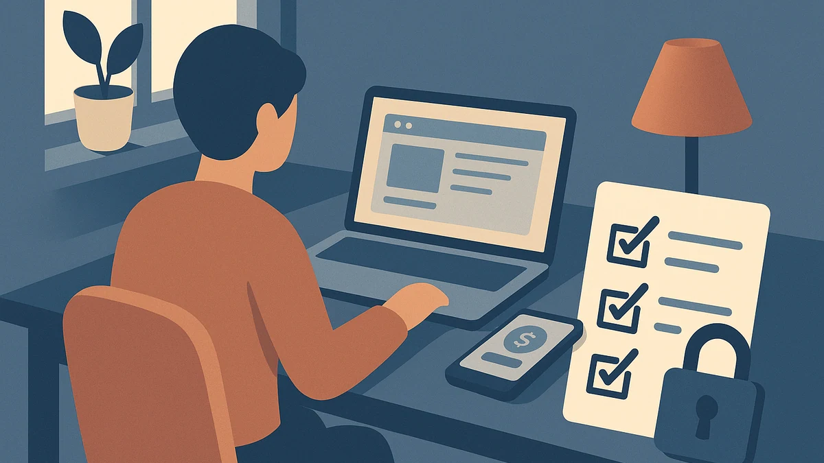 Illustration for the article "Checklist for Secure Online Investments in India's FinTech Platforms"