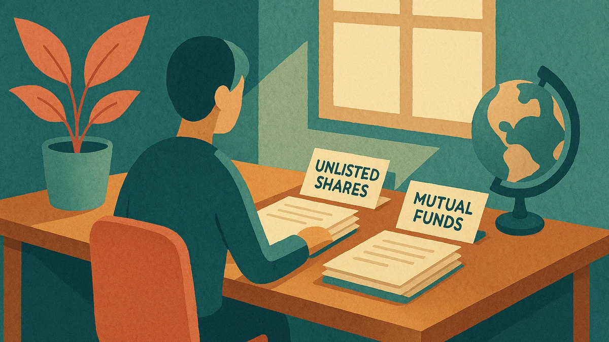 Illustration for the article "Unlisted Shares vs Mutual Funds: Where to Allocate?"